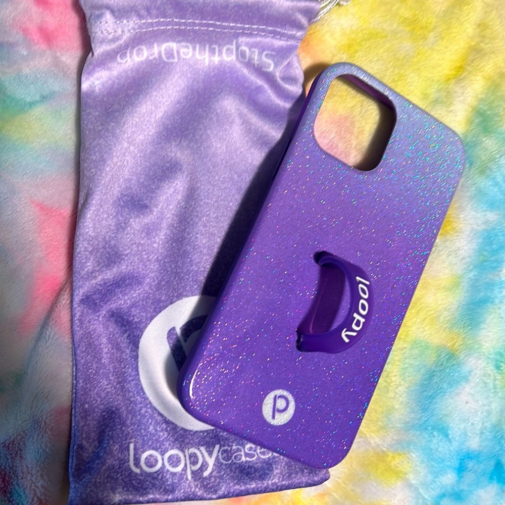 Loopy iPhone 12/12 pro Purple Glitter case